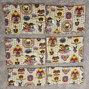 Vintage Patriotic Bicentennial Americana Fabric Curtain Panels 1970s Set of 6